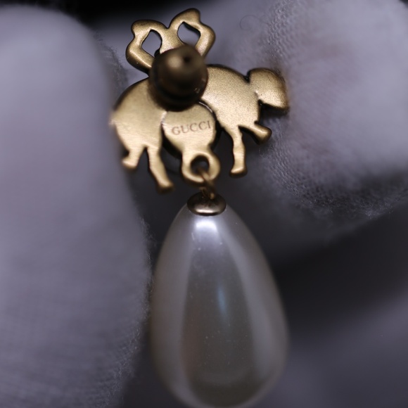 18k Gold Dipped GUCCI Pearl Earrings - Picture 5 of 7